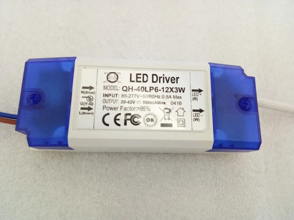 10pcs/lot DC 20-42V 6-12x3W 950mA 18W 21W 30W 36W Power Supply Floodlight LED Driver lighting Transformer ,free shipping