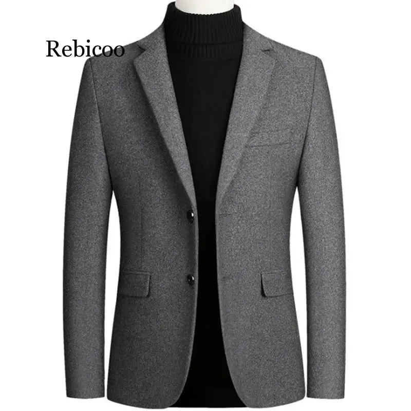 

New Men Wool Blazer Business Casual Slim Fit Blazers Party/Wedding Men Dress Suits Woolen Jackets Blazers terno masculino