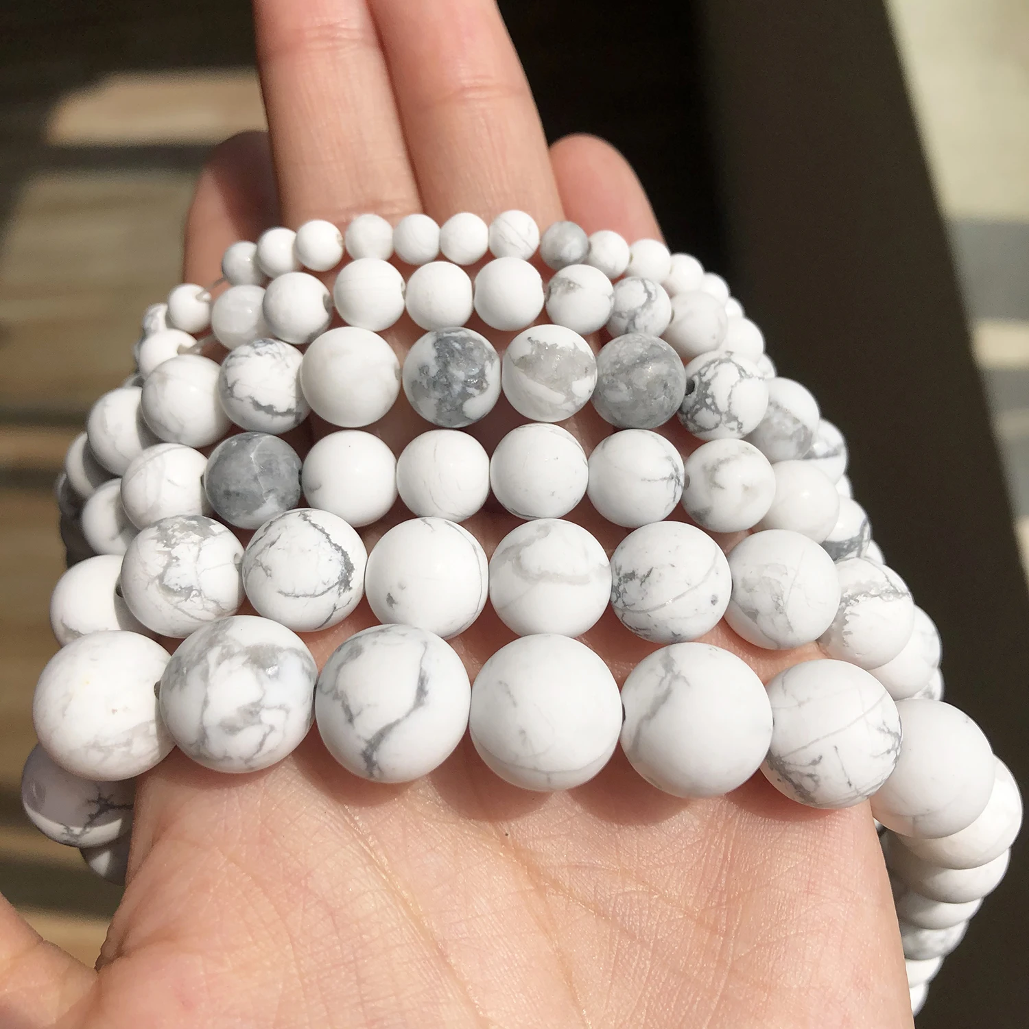 Natural Dull Polished Matte Stone White Howlite Turquoises Loose Bead For Jewelry DIY Making Bracelet Accessories 15''4 6 8 10mm