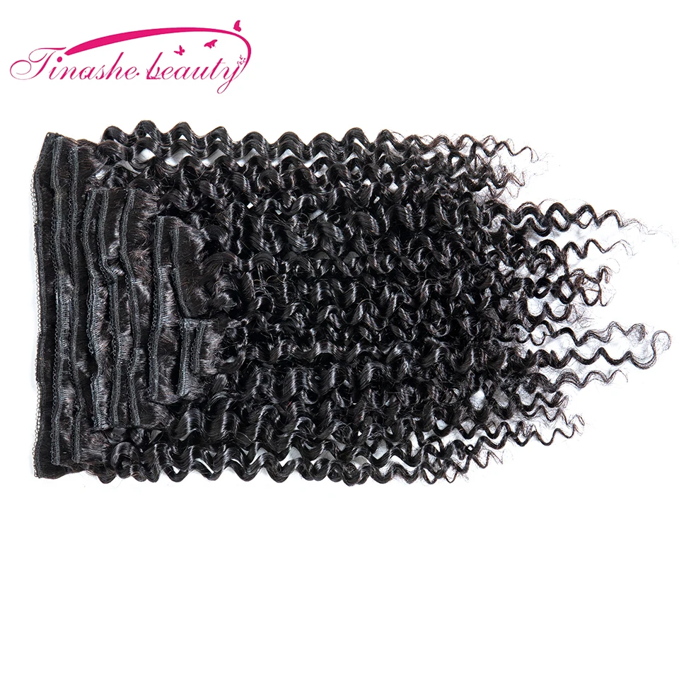 Tinashe Beauty  Kinky Curly Clip In Human Hair Extensions For Black Women Brazilian 4C Kinky weave Clipins Natural Black 8 pcs