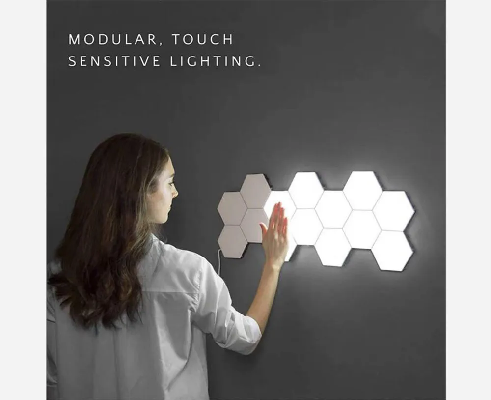 Touch Wall Lamp Creative Honeycomb Modular Assembly Helios Quantum lamp LED Magnetic decoration Wall Light Bedroom Lamp