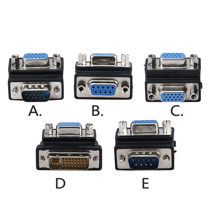 90 stopni Adapter VGA złącze męskie do żeńskiego DB9 RS232 DVI24 + 1 konwerter do laptopa PC SVGA łącznik