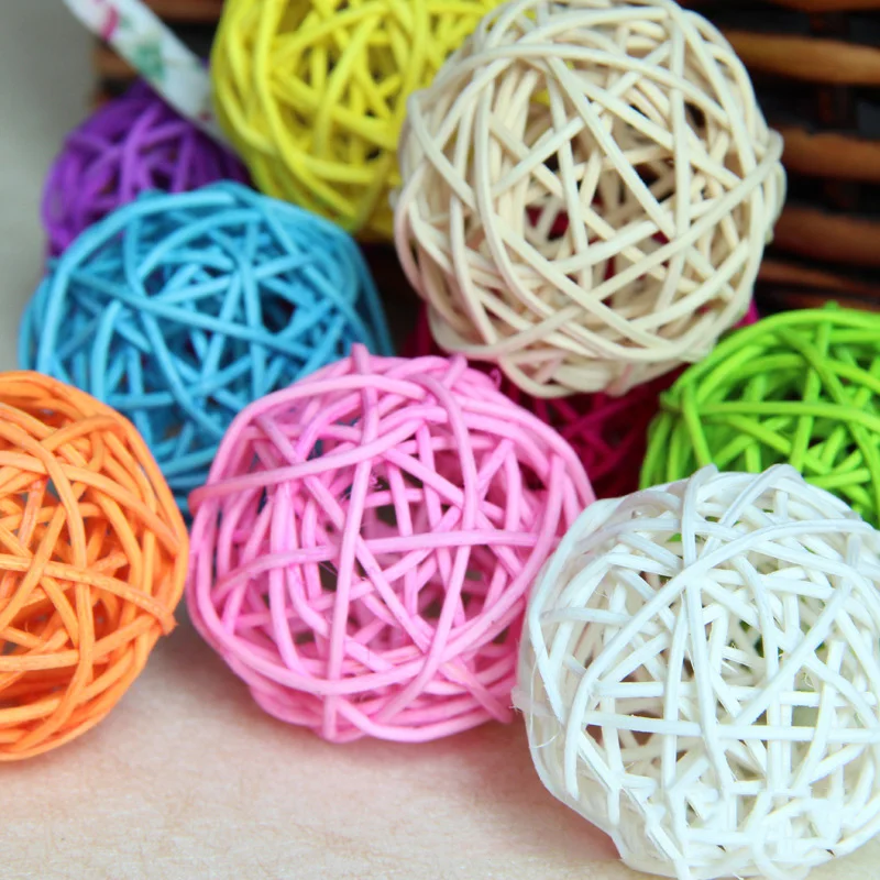 5Pcs 8cm Multicolor Sepak Takraw Christmas Rattan Ball Wicker Balls Home Wedding Party Decoration DIY Craft Ornaments Navidad