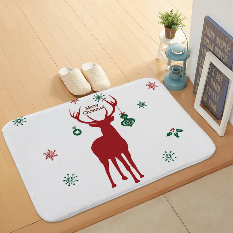 Christmas Series Decoration Carpet Christmas Tree Coral Velvet Entry Mats Bedroom Door Decoration Mats Bathroom Non-slip