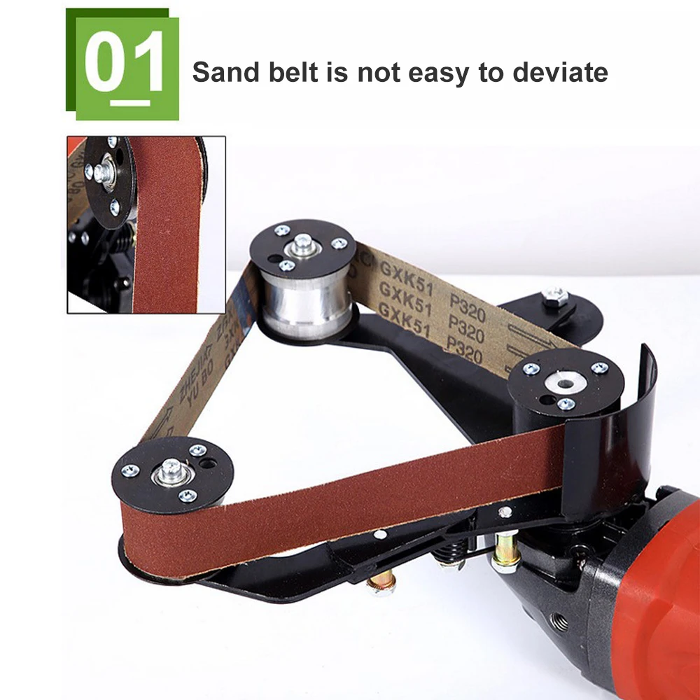 Tube Belt Sander Grinding Grinder M10 M14 Round Tube Polishing Wire Drawing Machine Attachment  Metal Wood Sanding Belt Grinding