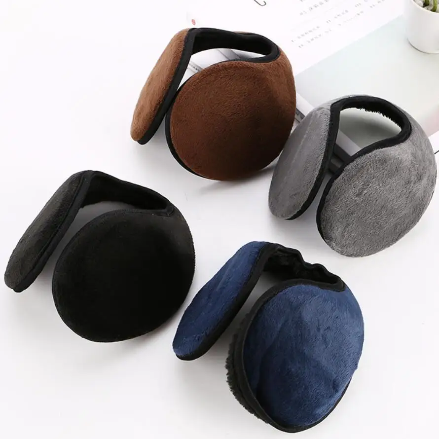 Winter Earmuffs for Men Solid Soft Thicken Plush Outdoor Ear Cover Protector Male Ear Muff Wrap Band Warmer Earflap