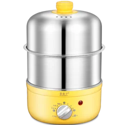 Hervidor eléctrico portátil de huevos de acero inoxidable para el hogar, máquina de cocción al vapor, 220V, 2 capas