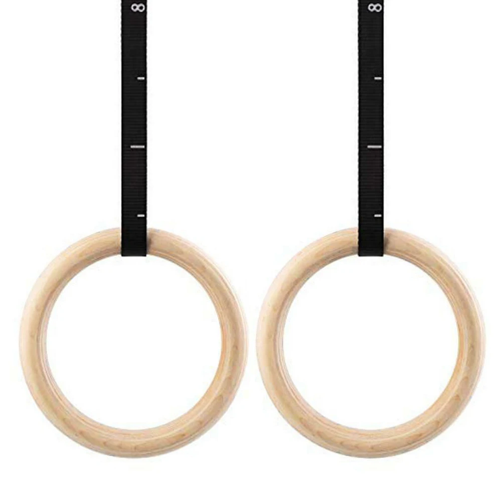 28mm 32mm Wooden Fitness Training Ring Birch Gymnastic Rings Strength Training Gymnastic Rings Pull Up Strength Workout Ring