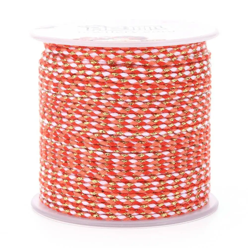 

20m 4-Ply Cotton Cord Thread 1.5mm Handmade Macrame Rope with Gold Wire for Jewelry Making Braided Bracelet DIY Craft String