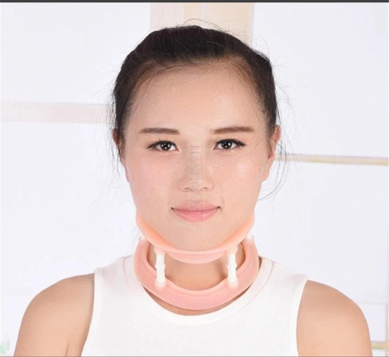 Height Adjustable Neck Support Silicone Cervical Collar Cervical Vertebra Tractor Separated Collar Support Orthotics