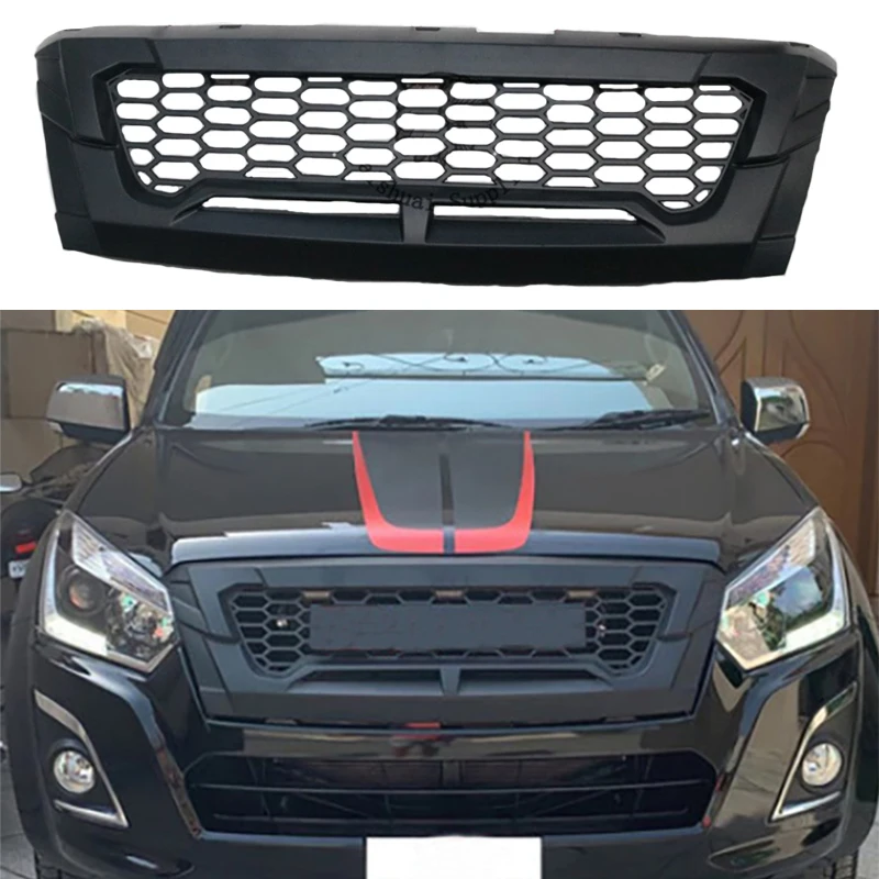 GRILL HIGH QUALITY RACING GRILLE GRILLS FRONT BUMPER MASK COVER FIT FOR ISUZU DMAX D-MAX 2016-2018