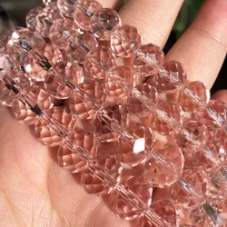 4/6/8/10/12mm Clear Pink Austria faceted Crystal Glass Beads Loose Spacer Rondelle Beads For Jewelry Making DIY Charm Bracelet