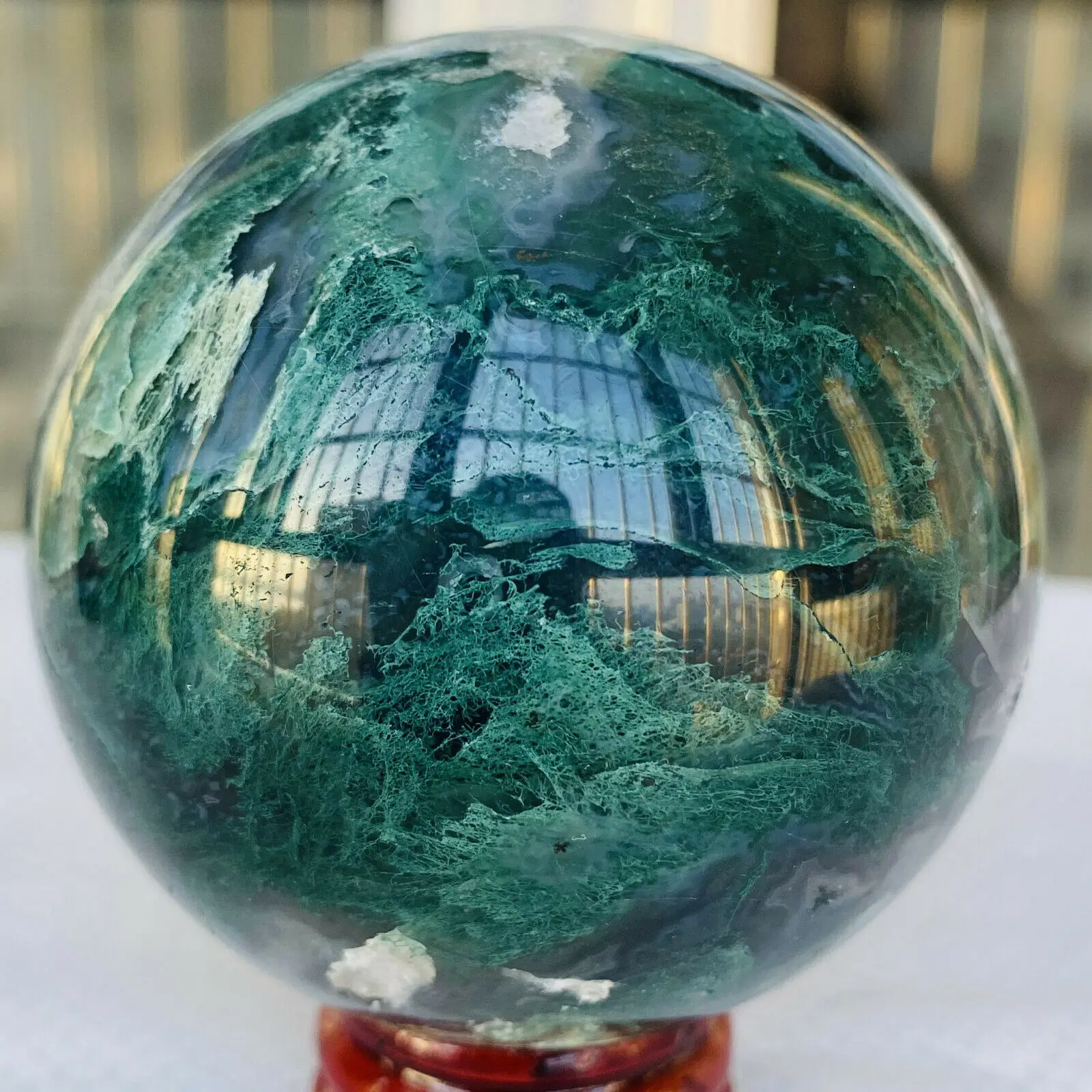 

Natural moss aquatic agate quartz crystal sphere ball for healing chakra decoration