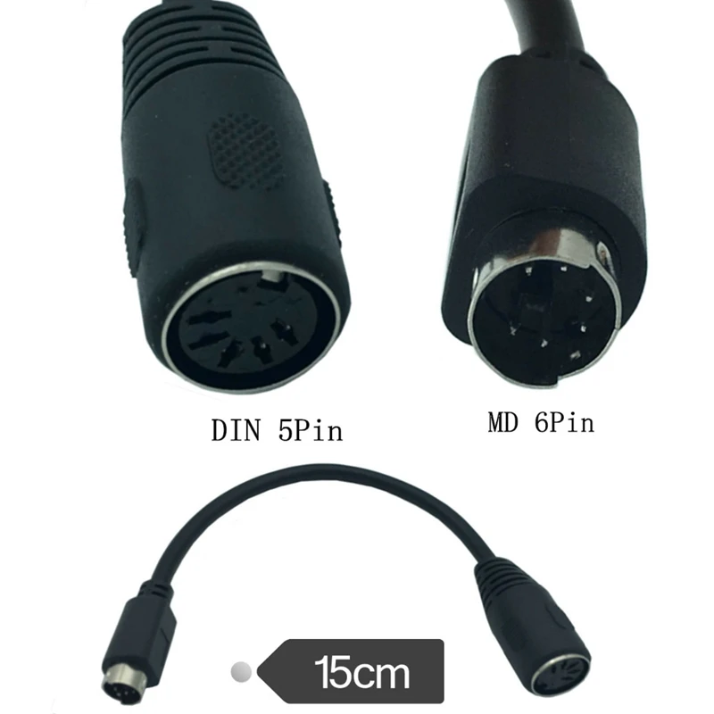 6Pin Mini-DIN (PS2) Male To DIN 5Pin Female 6PIN Mini-DIN (PS2) Female  To DIN 5pin Male Connector Cable For Keyboard 15cm