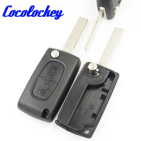 

Cocolockey 2 Buttons Remote Flip Key Shell Fob for PEUGEOT 307 308 107 207 407 408 WITH GROOVE CE0523 No Logo