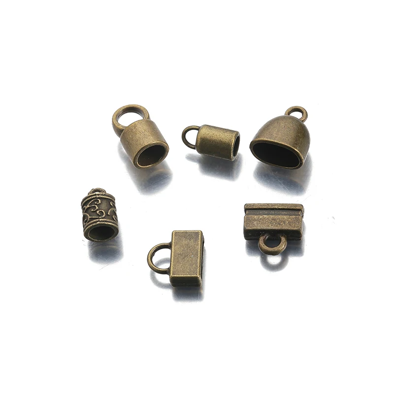 10-20 sztuk okrągłe zaślepki frędzle metalowe czapki z pętelką 2mm na okrągły skórzany sznurek bransoletka naszyjnik DIY akcesoria do wyrobu biżuterii — zdjęcie 5