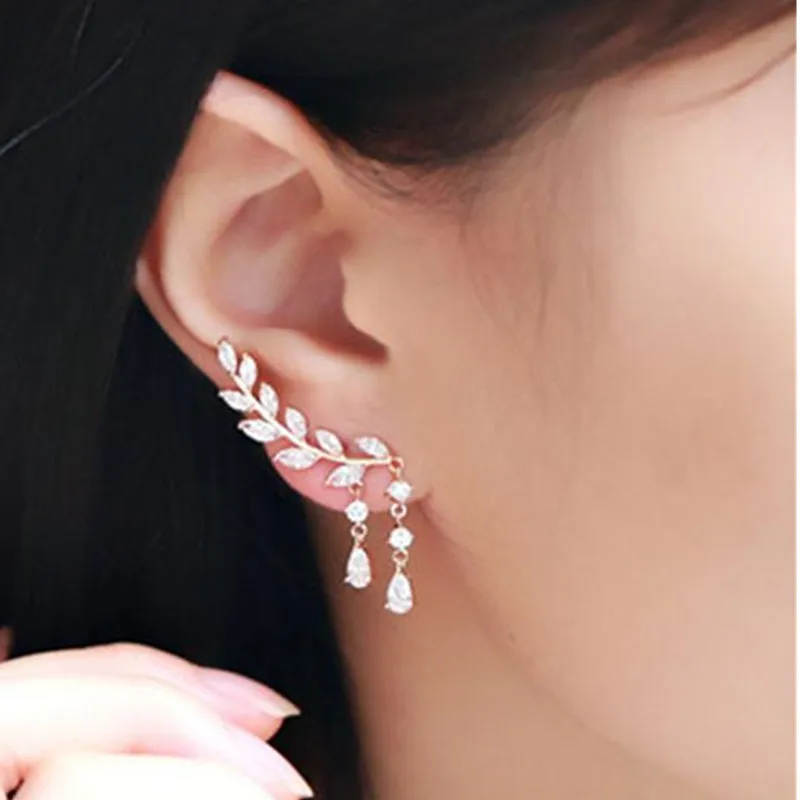 Women\'s Angel Wings Stud Earrings Rhinestone Inlaid Alloy Ear Jewelry Party Earring Gothic Feather Brincos Fashion 2020