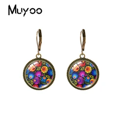 2019 New Polish Folk Pattern Dangle Earring Geometric Art Vintage Earring Glass Dome Jewelry