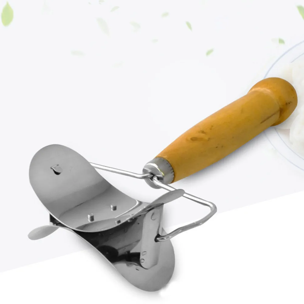 Durable Portable Kitchen Pastry Wrap Stainless Steel Mold Cutting Paste Wooden Handle Dough Ball Kitchen Tools Gadgets 18x7.2cm