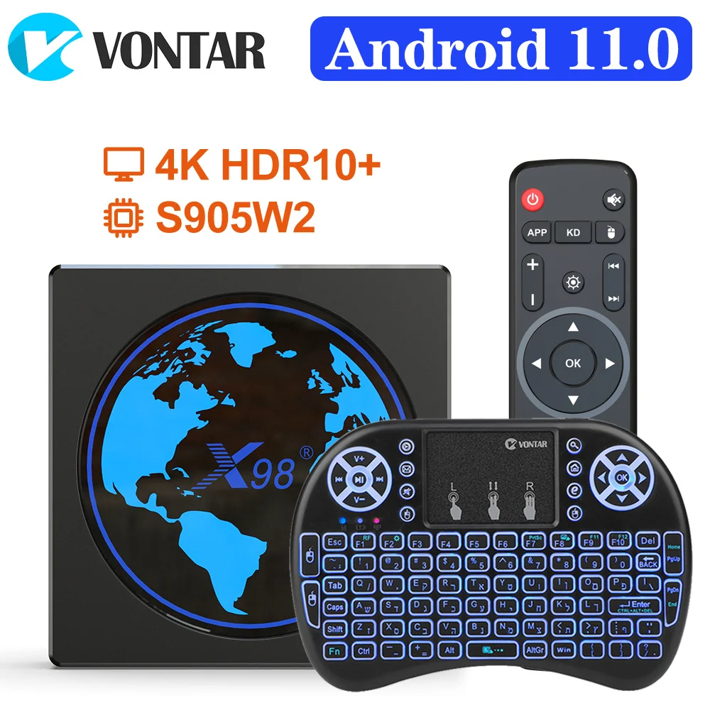 

X98 Мини Смарт ТВ коробка Android 11 4G 64 ГБ 32 ГБ Amlogic S905W2 X98mini AV1 Wifi BT Youtube медиаплеер 2G1 6G телеприставка