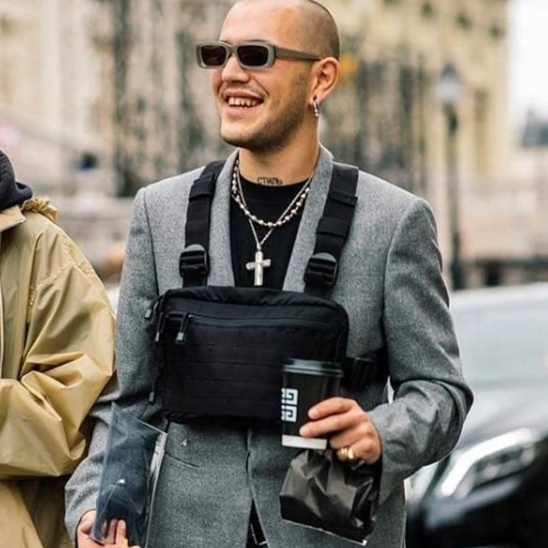 Men Tactical Shoulder Bags Chest Rig Bag Hip Hop Streetwear Adjustable Pockets Waistcoat Kanye West Functional Waist Packs 2019