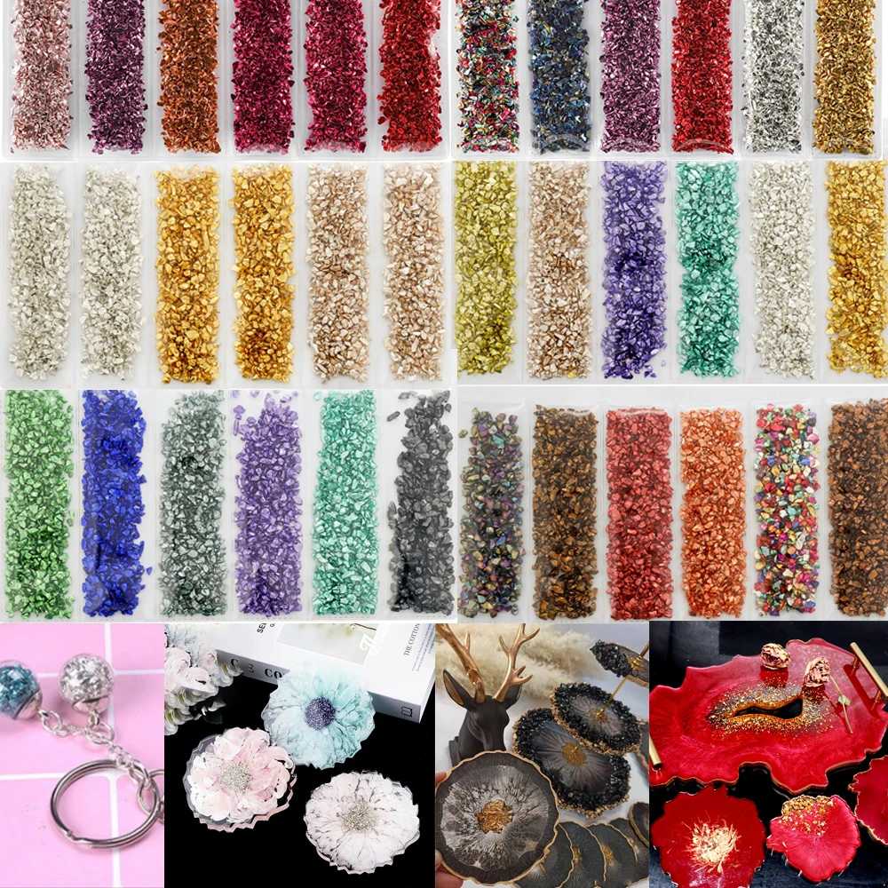 1Set Multi-color Mixied Crushed Glass Broken Stones Crystal UV Epoxy Resin Fillings For DIY Jewelry Making Nail Art Decorations