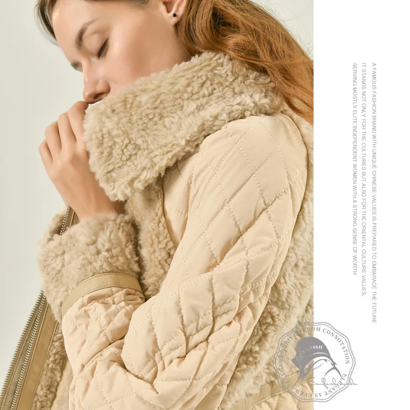 

Winter Women High Quality real lambswool Fur OverCoats Luxury Long Loose Thick Warm Plus Size Female 2019 beige free ship