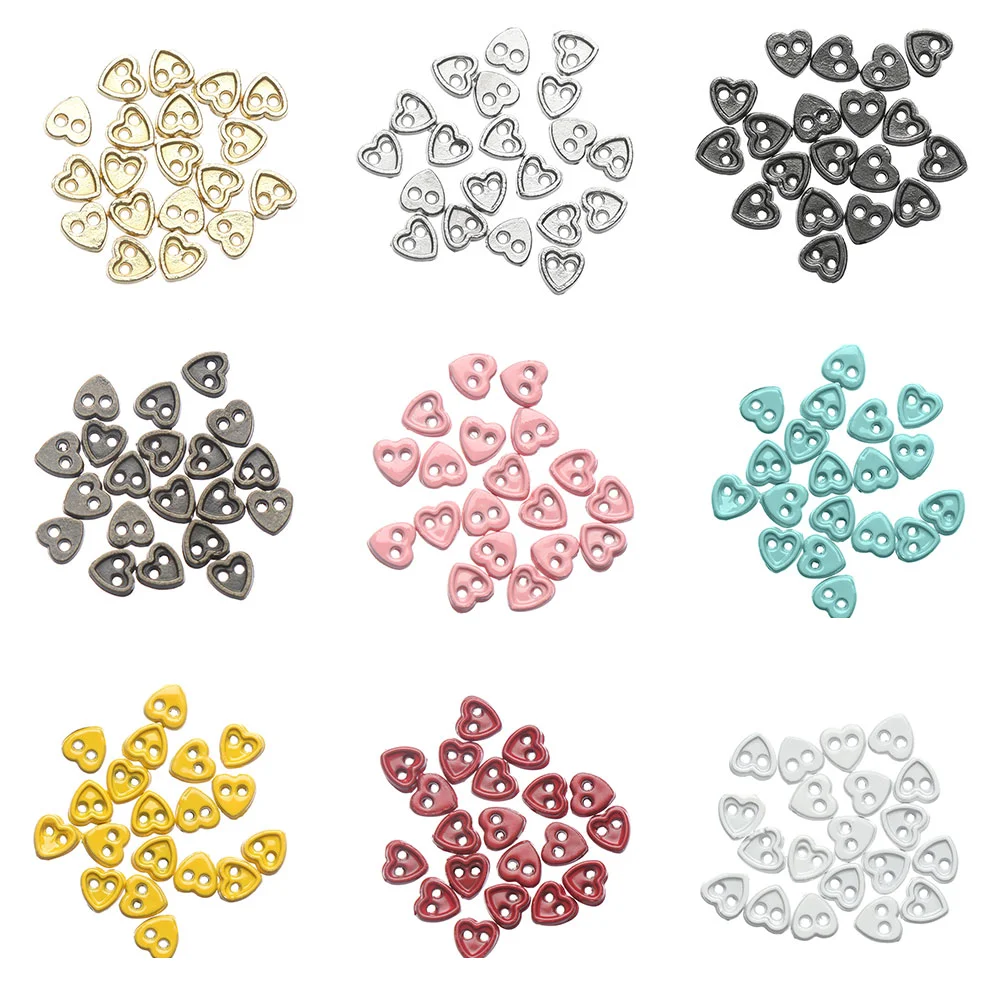 20Pcs 4mm Doll Clothes Buckles Heart Shape Mini Buttons Metal Buckle Stuffed Toys DIY Sewing Material Dolls Clothing Accessories