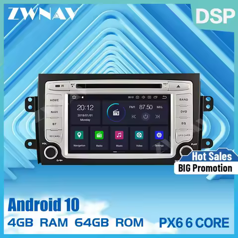 PX6 DSP IPS 4+64G Android 10.0 Car GPS Navi Radio Audio stereo For Suzuki SX4 2006-2010 DVD multimedia Player head unit free map