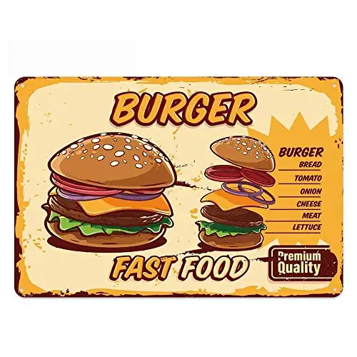 

Fast Food Hurger Wall Poster Tin Sign Vintage BBQ Restaurant Dinner Room Cafe Shop Decor
