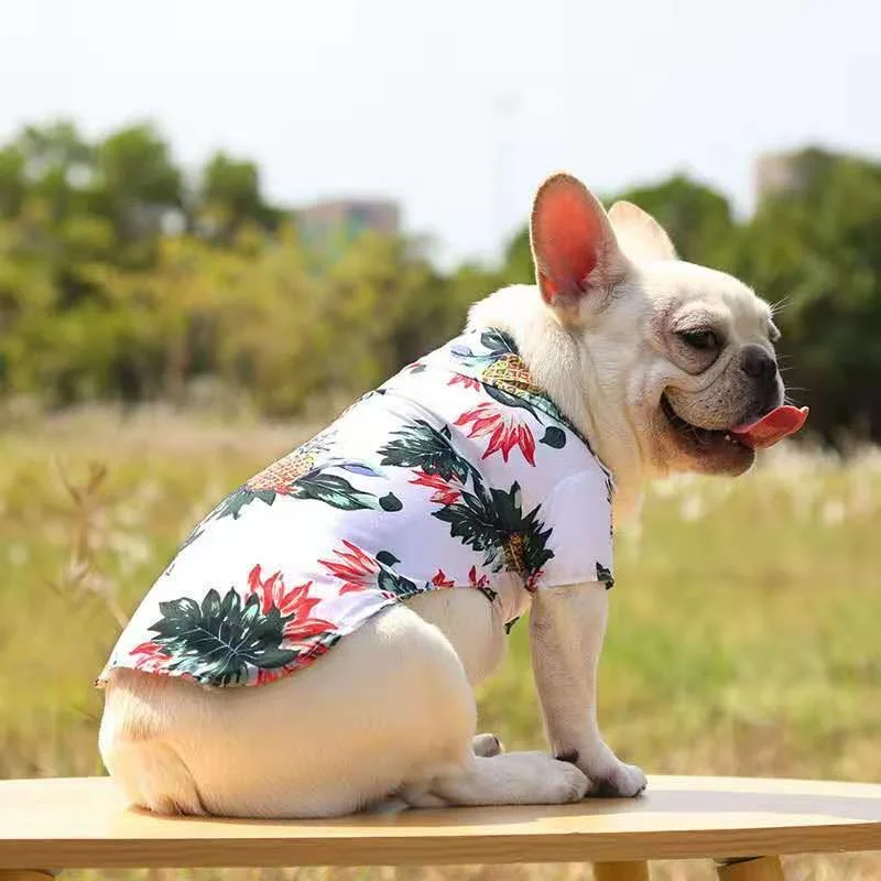 Summer Pet Printed Clothes For Dogs Floral Beach Shirt Jackets Dog Coat Puppy Costume Cat Spring Clothing Pets Outfits