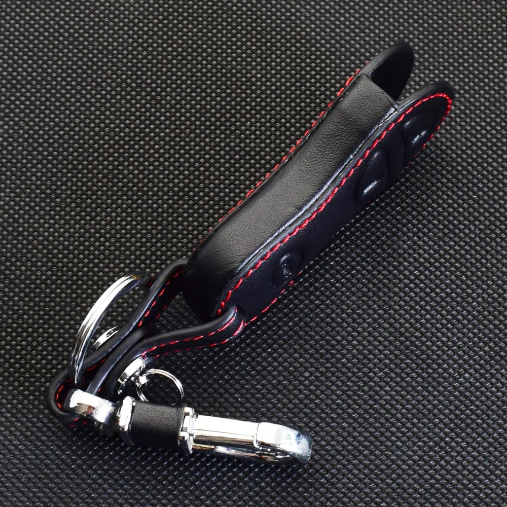 Leder-Autoschlüssel-Abdeckung für Jeep Grand Cherokee 1999–2004, 3-Tasten-Schlüsselanhänger-Halter, intelligente schlüssellose Fernbedienung, Schutzhüllen – Detail 5