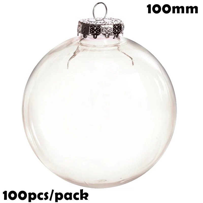 100 Pieces x DIY Paintable/Shatterproof/Fillable Christmas Decoration Ornament 100mm Plastic Ball