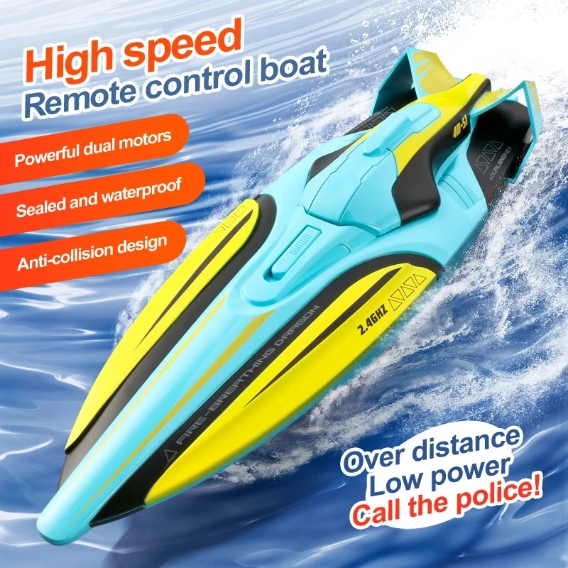 New High-Speed Remote Control Boat 30km/H IPX4 Waterproof  High-Speed Boat Dual Motors Boat Model Toy RC Toys For Children