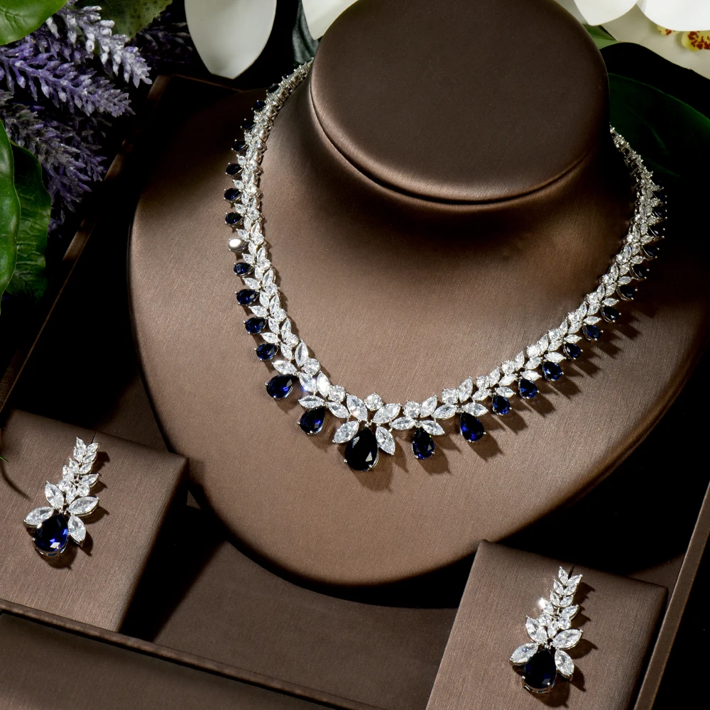 HIBRIDE Sparkling AAA Zircon Ensemble Wedding Jewelry Sets For Women Copper Fashion Bridesmaid Jewelry Set Bijoux Femme N-1451