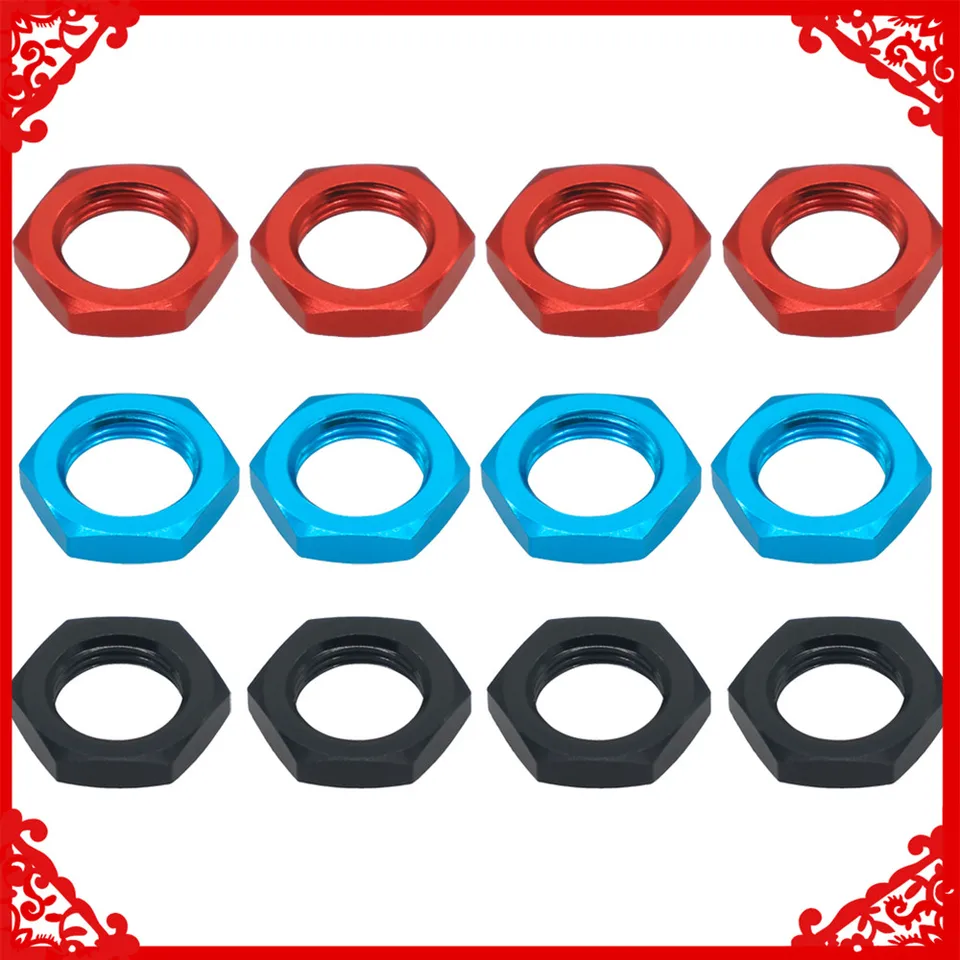 Lot de 8 écrous de roue en alliage 17 mm Filetage 1.0 pour Arrma 6S 3S Typhon Notorious Kraton Outcast Talion Infraction Limitless Felony Mojave écrous de roue (noir + rouge