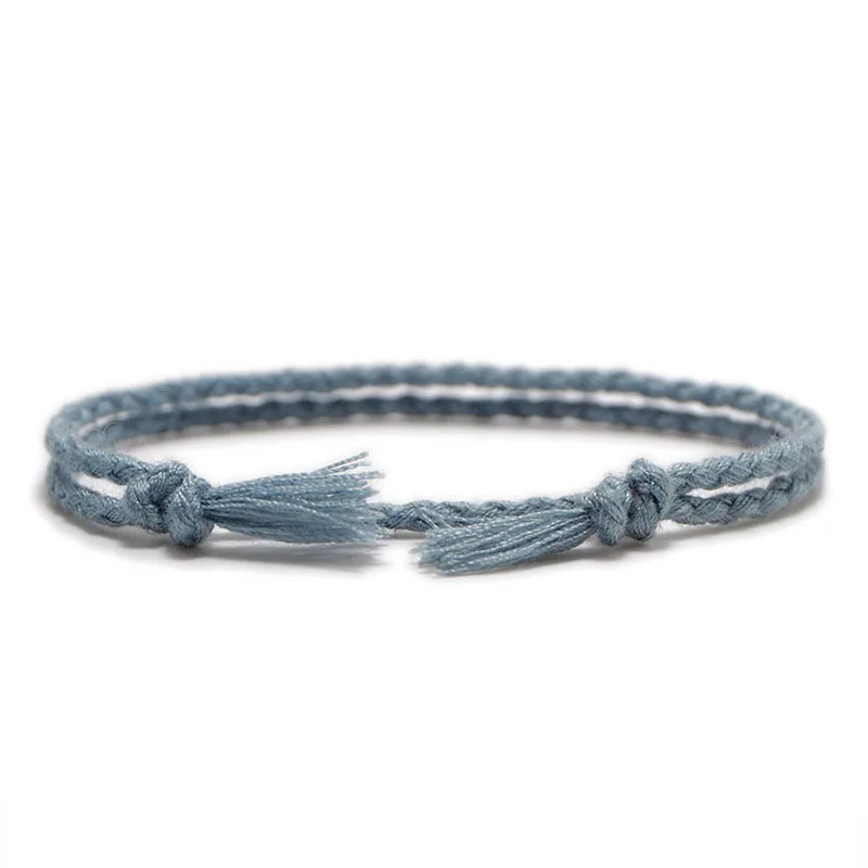 Meetvii Simple Woven Cotton Rope String Bracelet Pray Yoga Handmade Pure Color Chic Tassel Bracelet for Men Women New