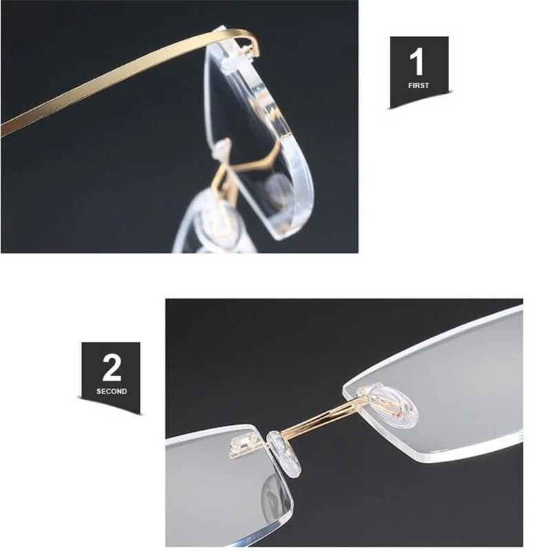 Frameless Square Nearsighted Glasses Finished  Women Men Rimless Short-sight Eyewear Diopter -1 -1.5 -2.0 -2.5 -3.0 -3.5 -4.0