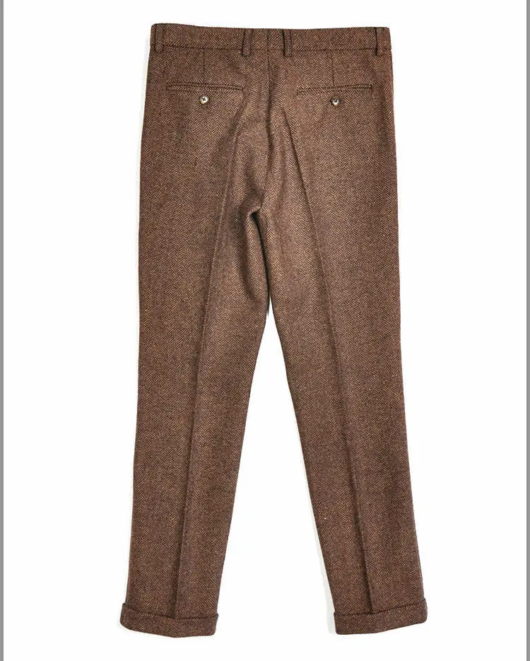 FJLong-Pantalon en Laine Tweed pour Homme, Loisirs, Coton, Gentleman, oral rons, Business, Pantalon Trempé, Mariage, Marié