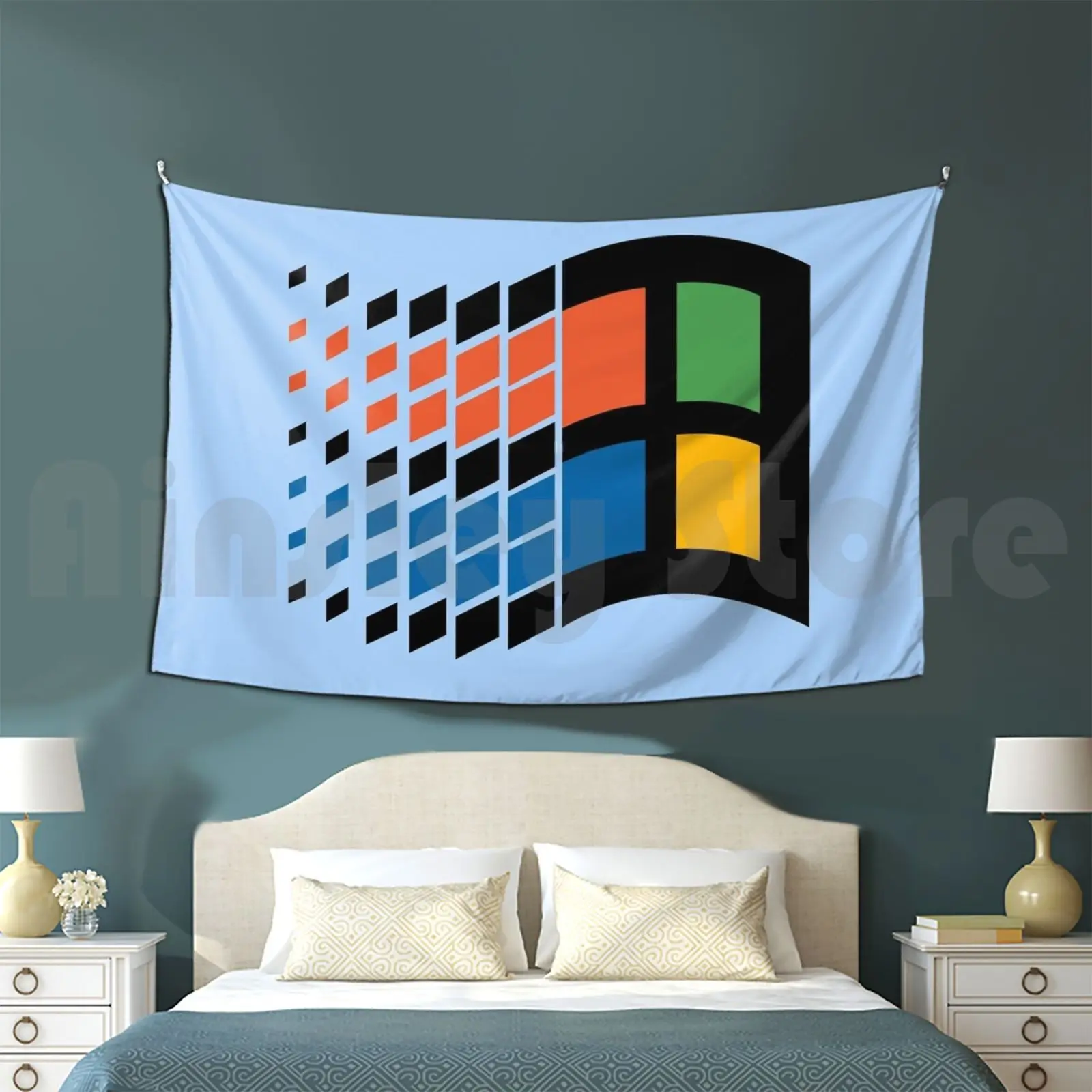 Windows 95 Tapestry Living Room Bedroom Windows 95 Windows Microsoft Logo 90s Retro Operating System Bill Gates Pc