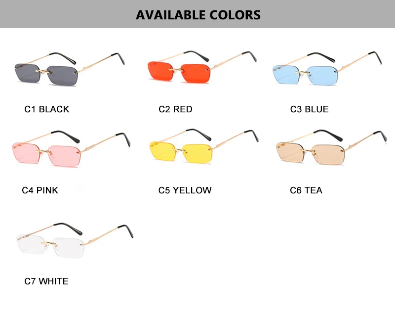 Mode Randlose Sonnenbrille Männer Frauen Klassische Leichte Sonnenbrille Für Männliche Luxus Rechteck Rahmenlose Brillen UV400 – Detail 7