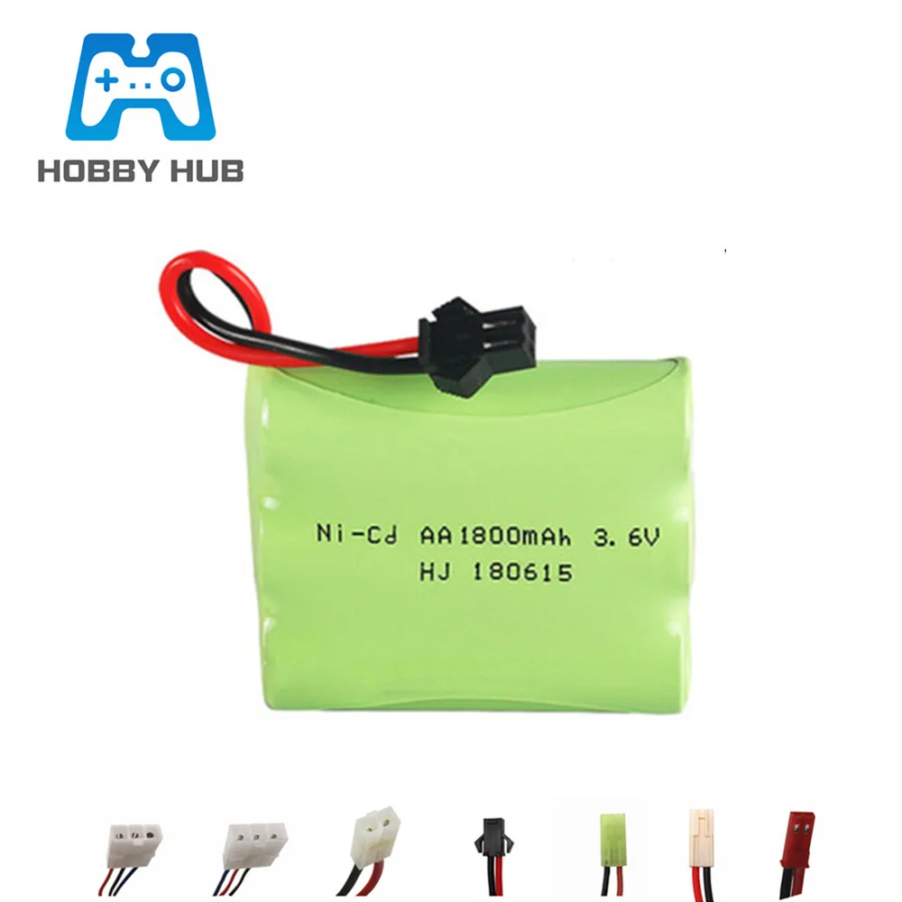 3.6V 1800mAh Ni-CD แบตเตอรี่สำหรับ RC ของเล่นรถเรือ RC ของเล่นแบตเตอรี่ NICD 3.6V แพ็คแบตเตอรี่ปลั๊ก SM 1pcs