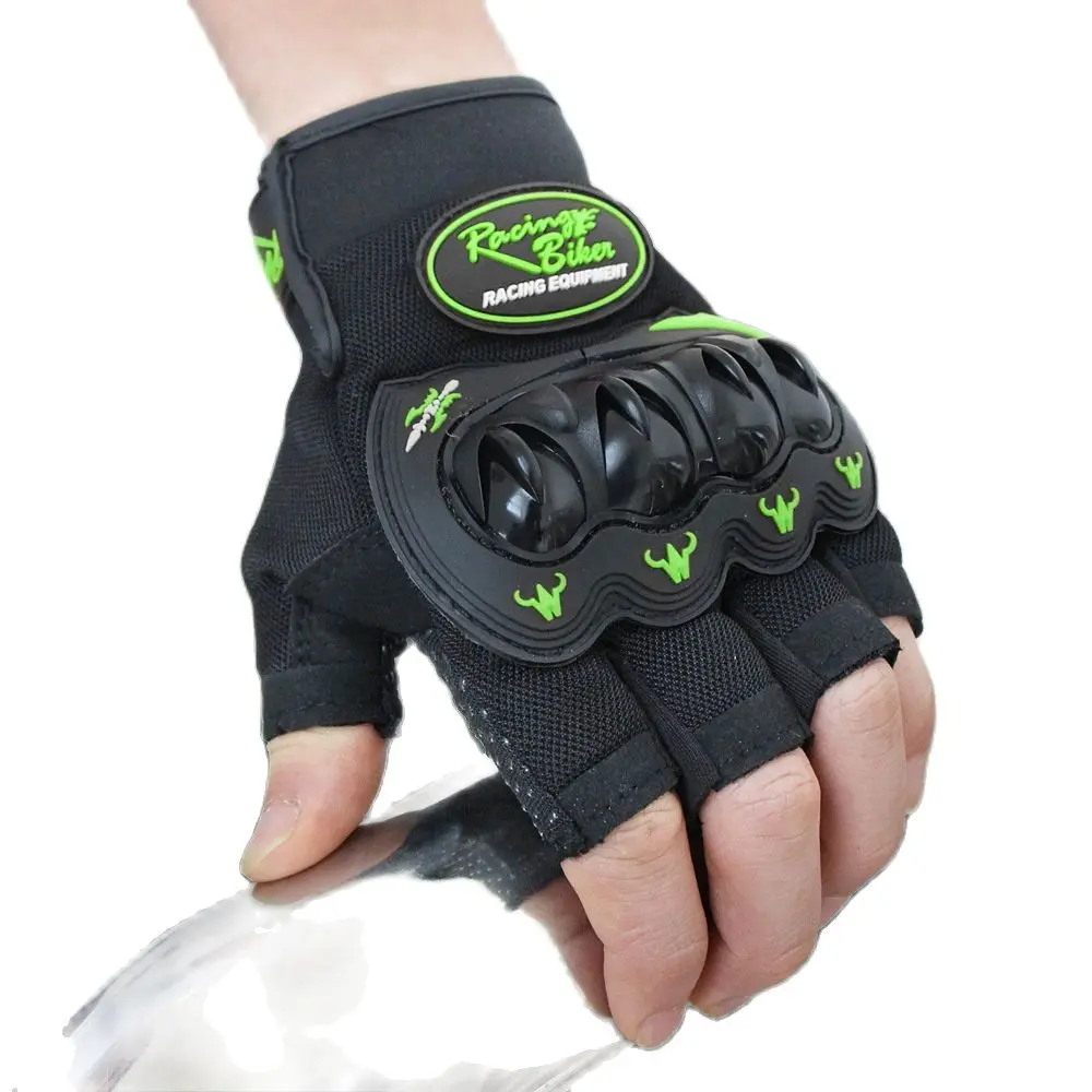 Guantes de Moto sin dedos para hombre y mujer, manoplas protectoras de medio dedo para Motocross, Verano