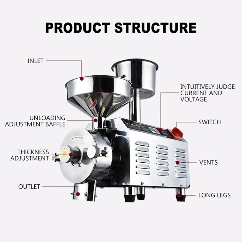Smerigliatrice di sesamo ad alta potenza 3KW macinacaffè commerciale per burro di arachidi cereali latte di soia rettificatrice bagnata e asciutta