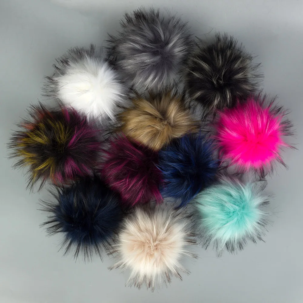 Fashion Beanie DIY Hairball Hat Balls Faux Fur Pom Pom Artificial Wool Ball With Buckle Cap Shoes Bags Hairband Accessories