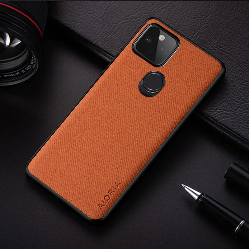 Case for Google Pixel 5A 4A 5G 5 4 XL funda fashion simple design solid color textile Leather shockproof protective Back Cover