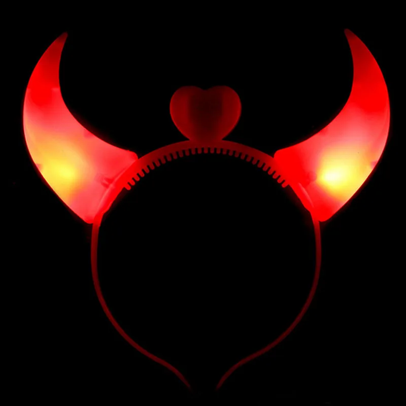 10pcs LED Flashing Devil Horn Women Girls Light Headbands Ears Glow Neon Party Cosplay  Birthday      navidad  Halloween