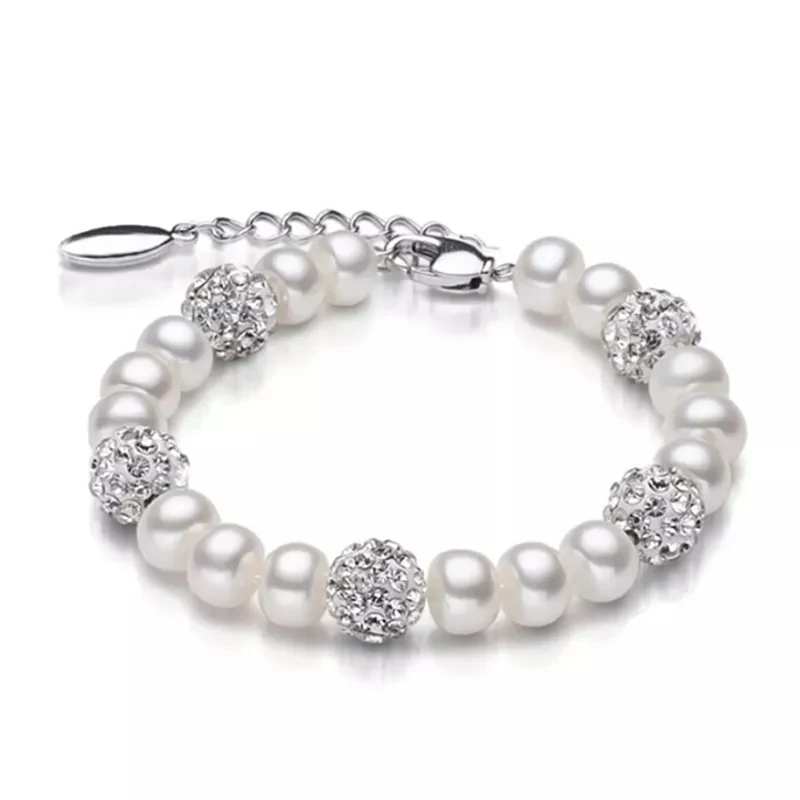 MeiBaPJ Ball drill Shambhala bangles New fashion design natural freshwater pearl bracelets crystal beads accessaries for momen