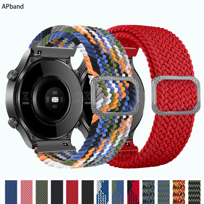 

20mm/22mm strap For Samsung Galaxy watch 6/4/5/pro 44m/40mm/classic/3/active 2/Gear S3 Braided Solo Loop Huawei GT/2/2e/Pro band