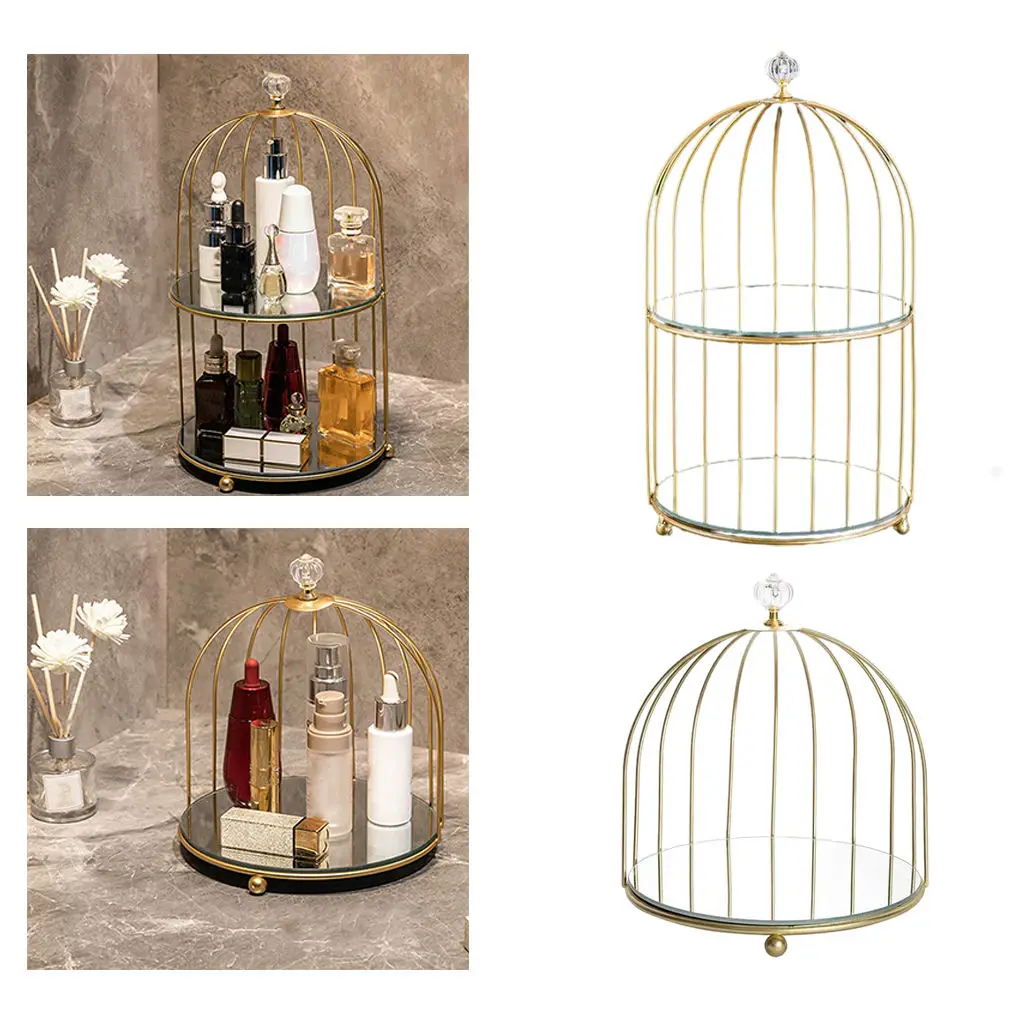 Bird Cage Makeup Organizer Storage Rack Holder Display Cosmetic Dresser Nordic for Dessert Cupcakes Serving Kitchen Home Cake